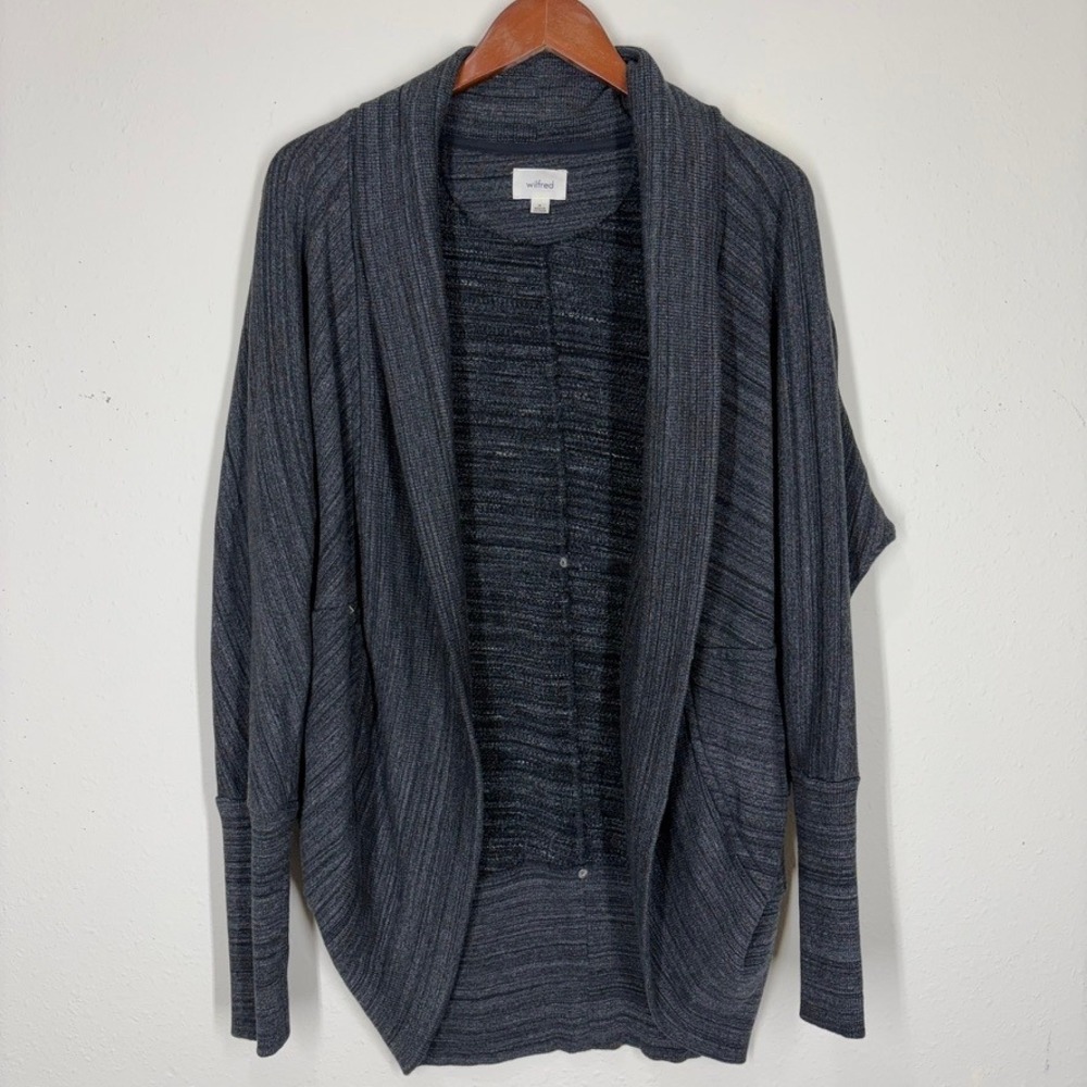Wilfred Womens Cocoon Knit Cardigan M Dark Gray Shawl Open Front BCM4-3019-45